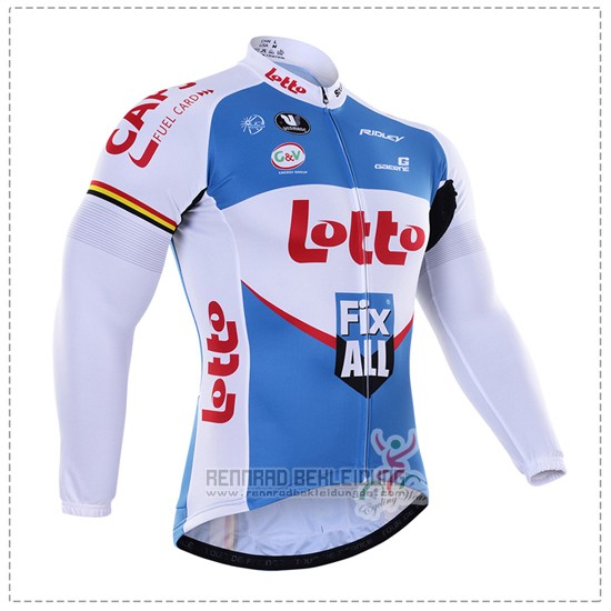 2016 Fahrradbekleidung Lotto Fix All Wei und Blau Trikot Langarm und Tragerhose